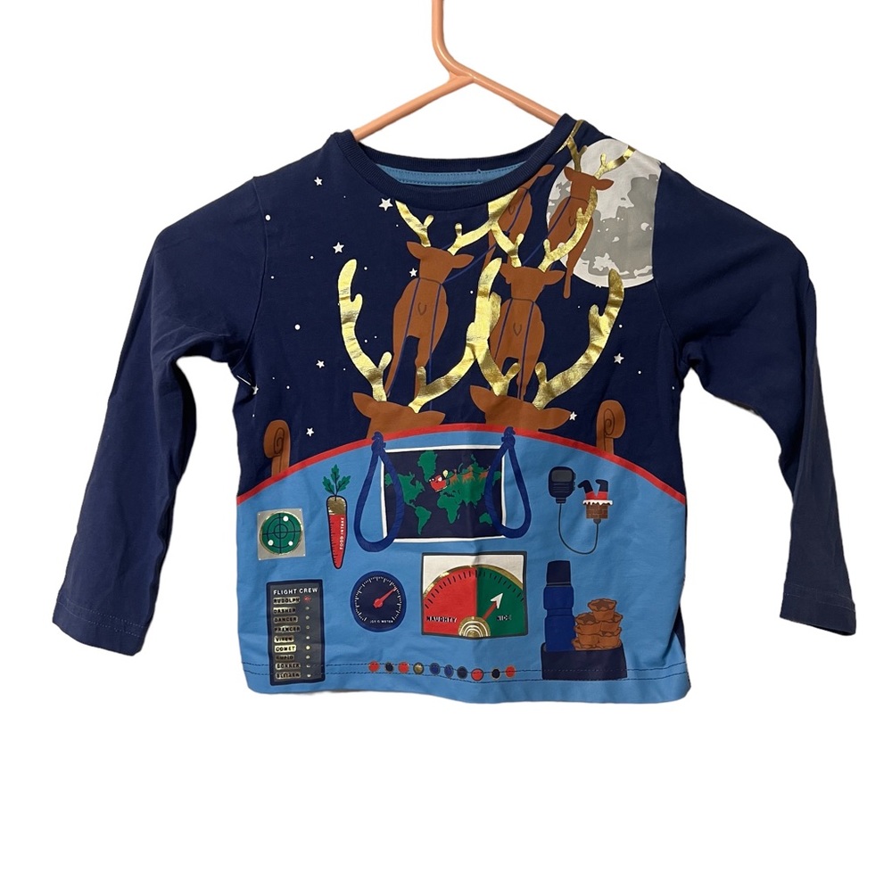 Mini Boden Santa’s Sleigh long sleeve shirt